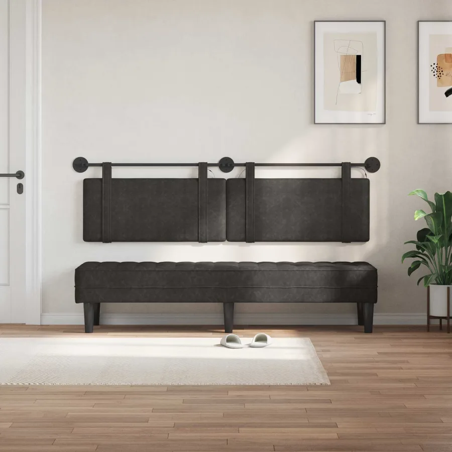 Tête de lit suspendue Avec lumière LED Noir PU antique - 3