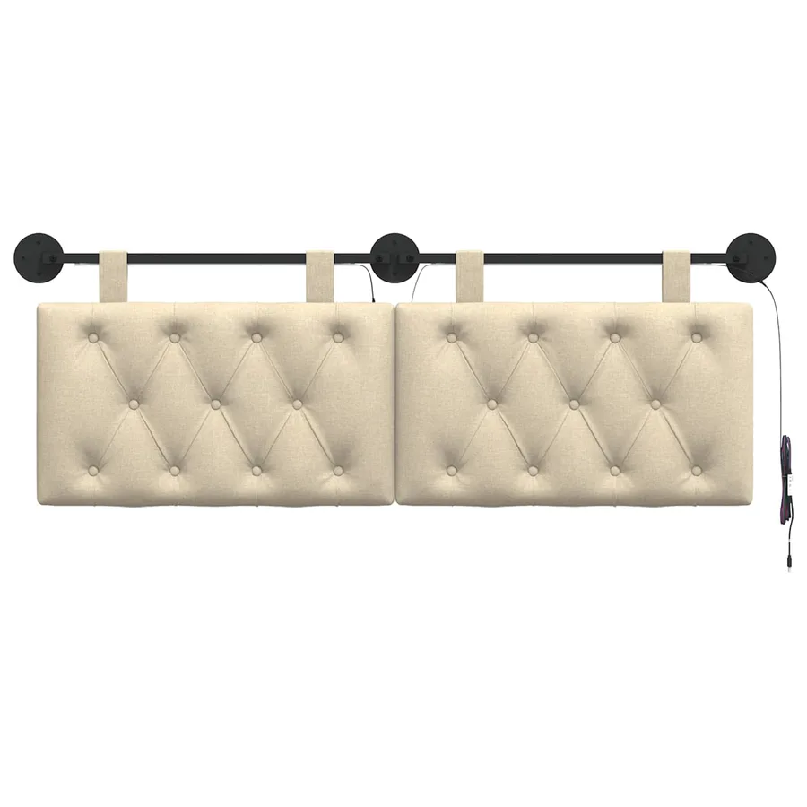 Tête de lit suspendue Avec lumière LED Crème Tissu - 6