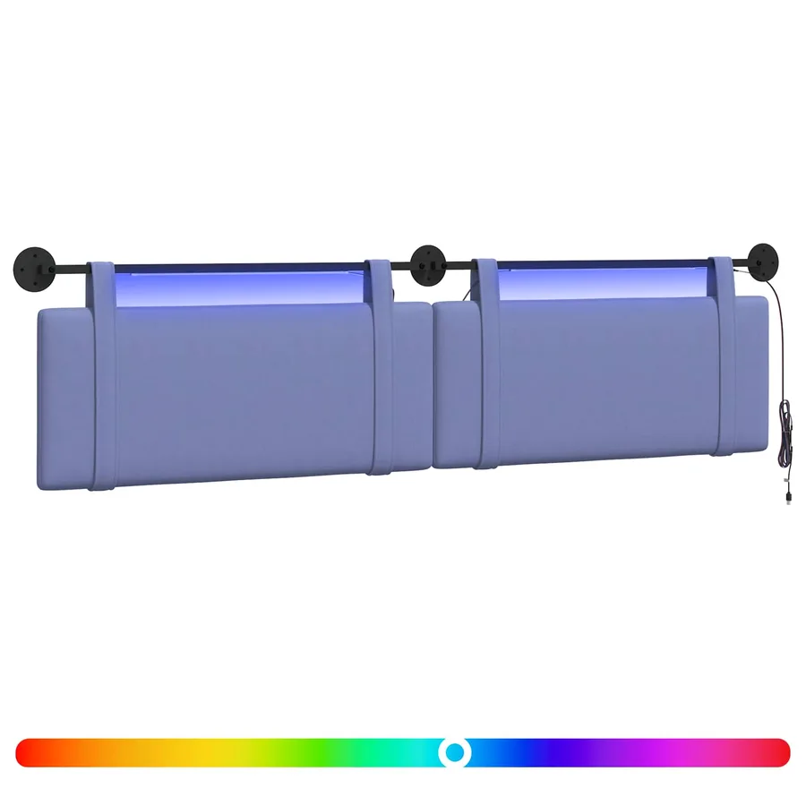 Tête de lit suspendue Avec lumière LED Bleu denim Tissu - 2