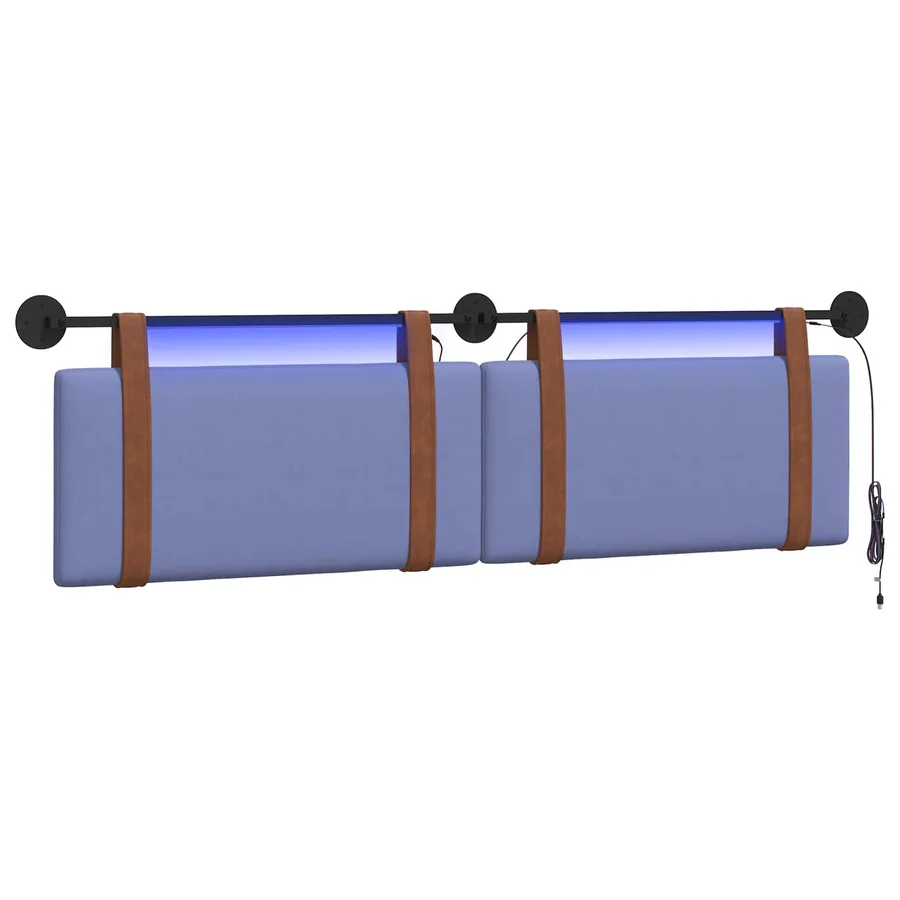 Tête de lit suspendue Avec lumière LED Bleu denim PU antique - 2
