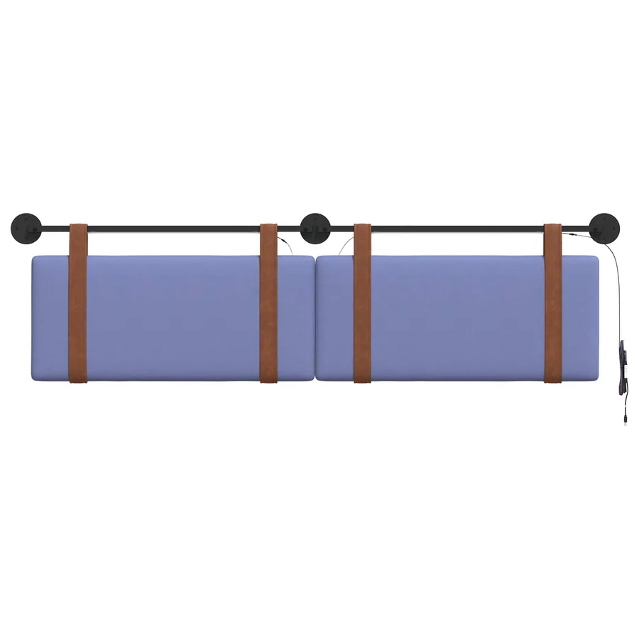 Tête de lit suspendue Avec lumière LED Bleu denim PU antique - 6