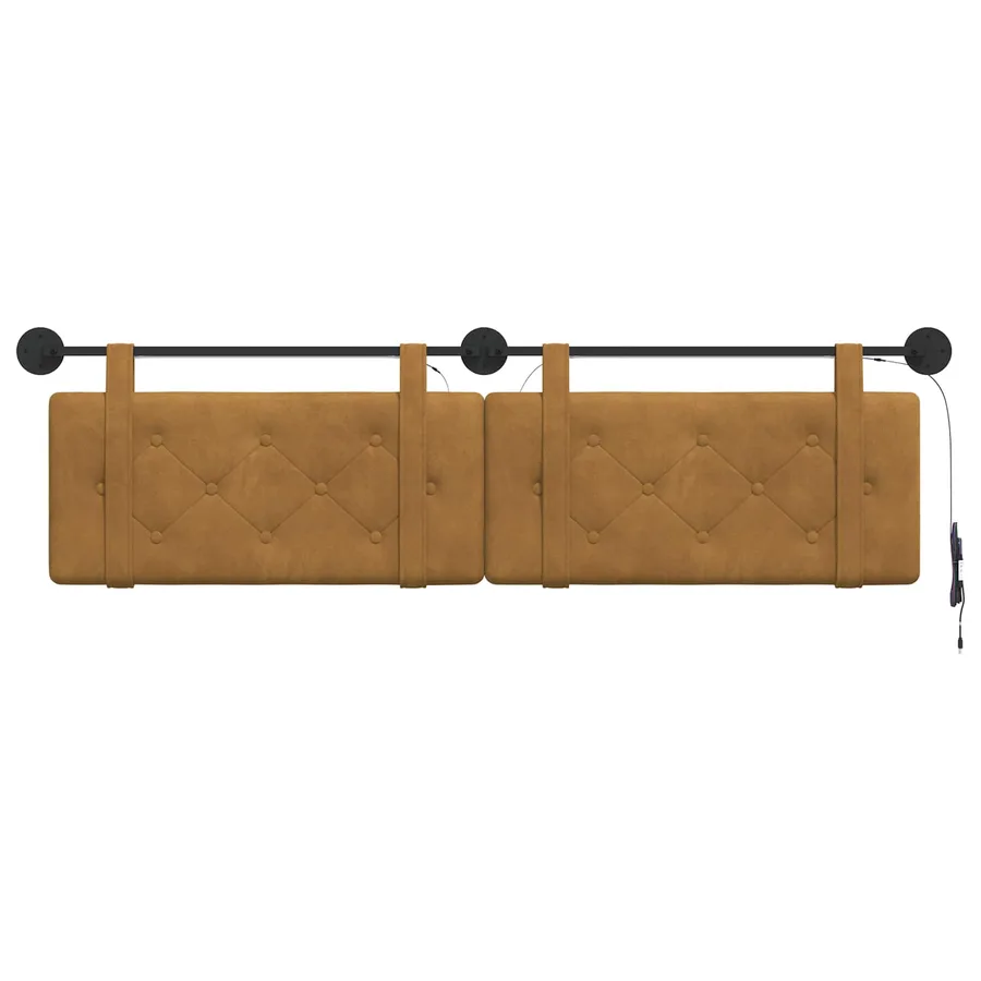 Tête de lit suspendue Avec lumière LED Marron Velours - 6