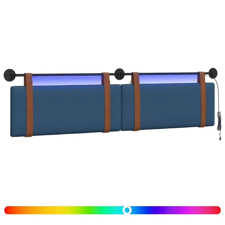 Tête de lit suspendue Avec lumière LED Bleu PU antique - 2