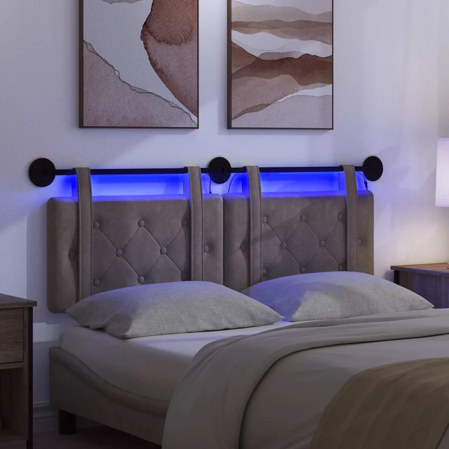 Tête de lit suspendue Avec lumière LED Gris PU antique - 5