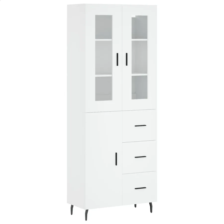 Buffet haut Blanc 69,5x34x180 cm Bois d'ingénierie - 2