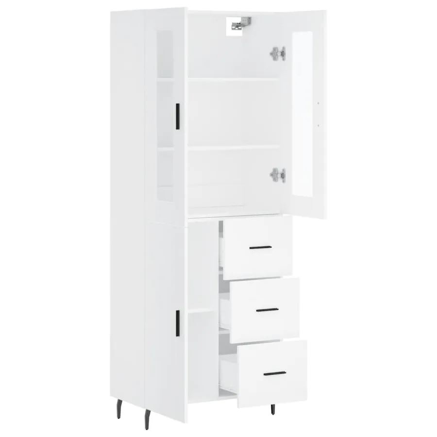 Buffet haut Blanc 69,5x34x180 cm Bois d'ingénierie - 4