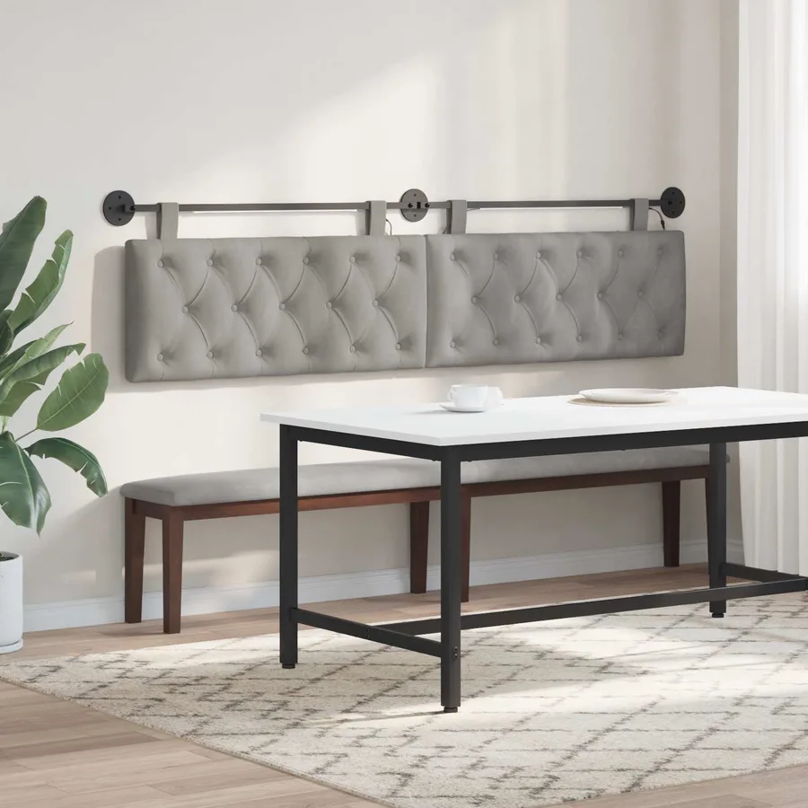 Tête de lit suspendue Avec lumière LED Gris clair Velours - 4
