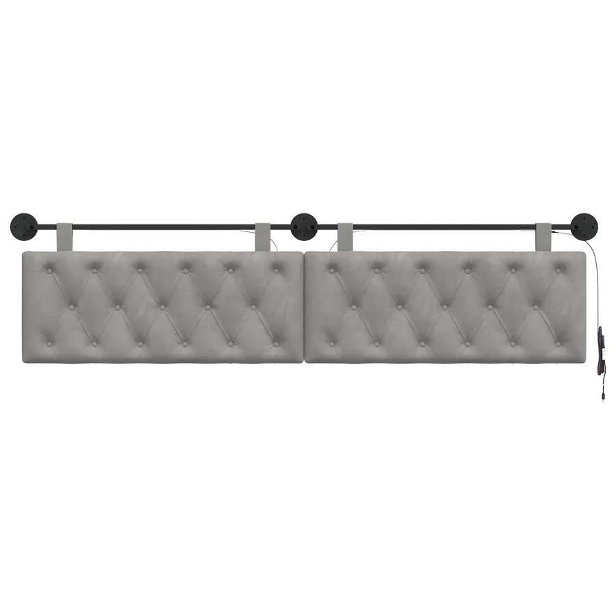 Tête de lit suspendue Avec lumière LED Gris clair Velours - 6