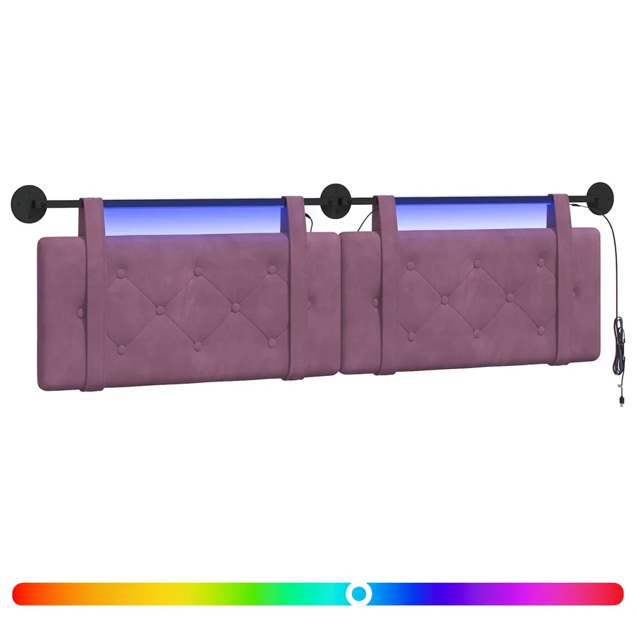Tête de lit suspendue Avec lumière LED Pourpre Velours - 2