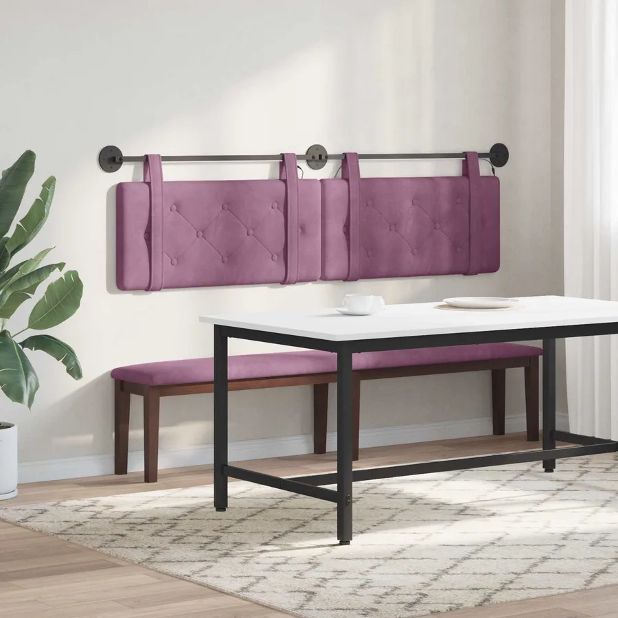 Tête de lit suspendue Avec lumière LED Pourpre Velours - 4