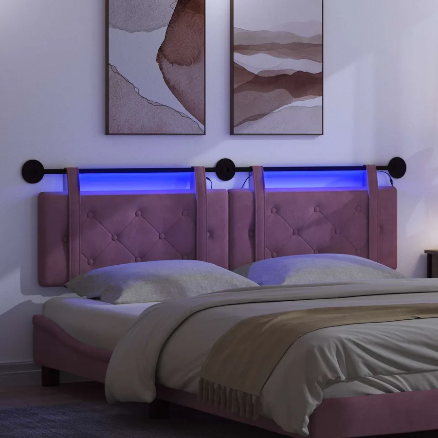 Tête de lit suspendue Avec lumière LED Pourpre Velours - 5