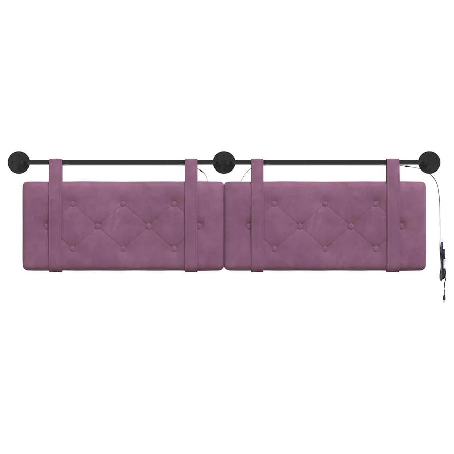Tête de lit suspendue Avec lumière LED Pourpre Velours - 6