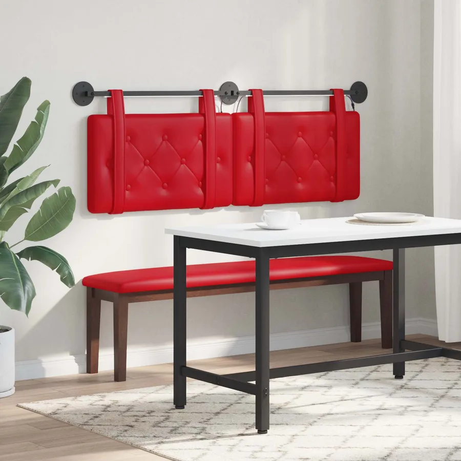Tête de lit suspendue Avec lumière LED Rouge Simili cuir - 4