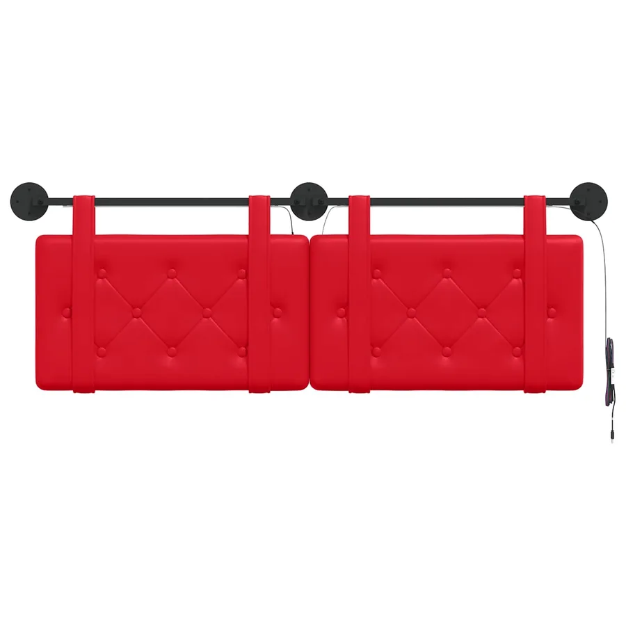 Tête de lit suspendue Avec lumière LED Rouge Simili cuir - 6