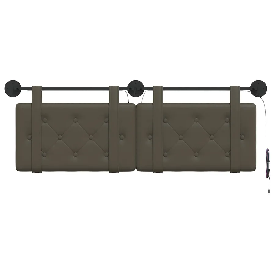 Tête de lit suspendue Avec lumière LED Gris Simili cuir - 6