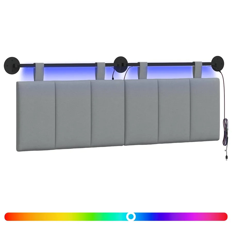 Tête de lit suspendue Avec lumière LED Gris clair Tissu - 2