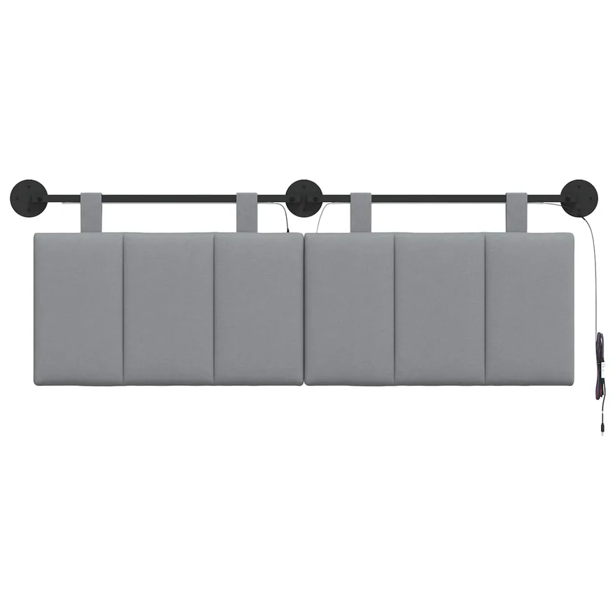 Tête de lit suspendue Avec lumière LED Gris clair Tissu - 6