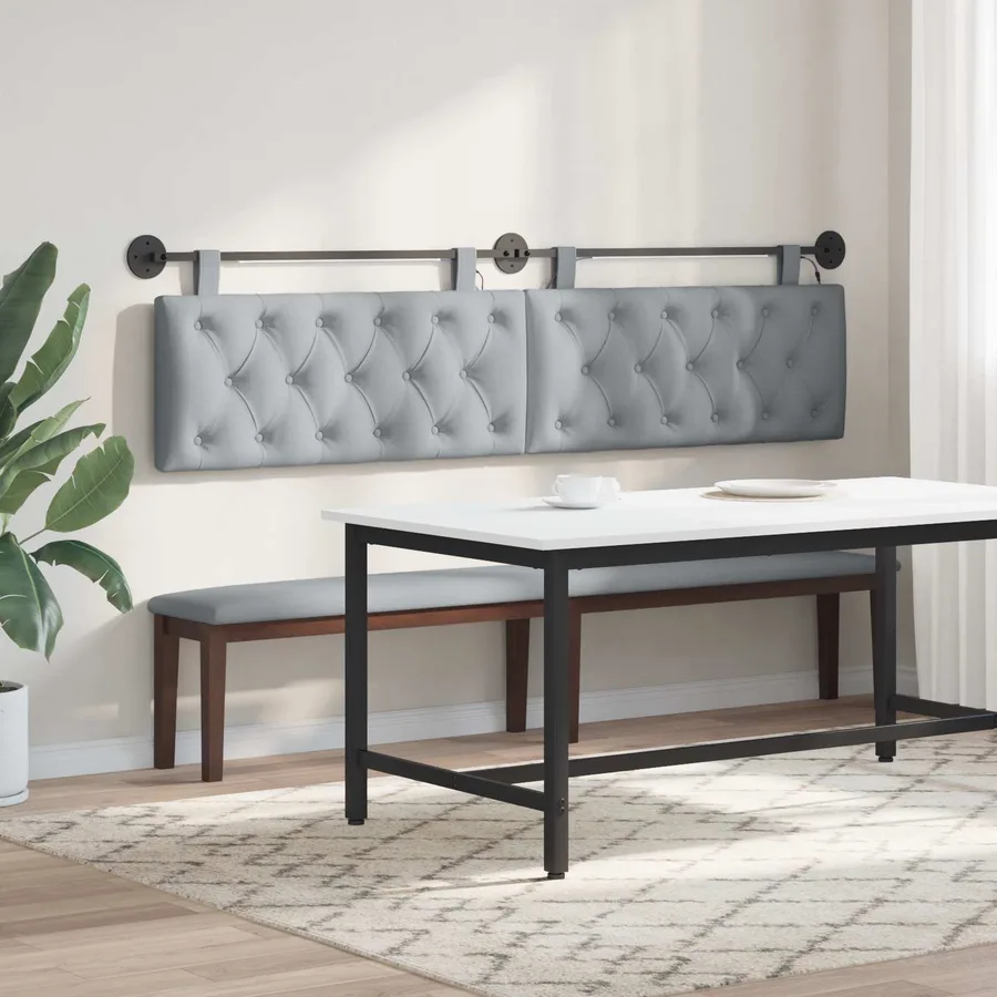Tête de lit suspendue Avec lumière LED Gris clair Tissu - 4