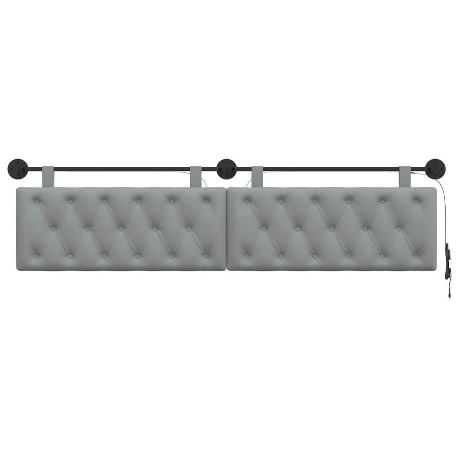 Tête de lit suspendue Avec lumière LED Gris clair Tissu - 6