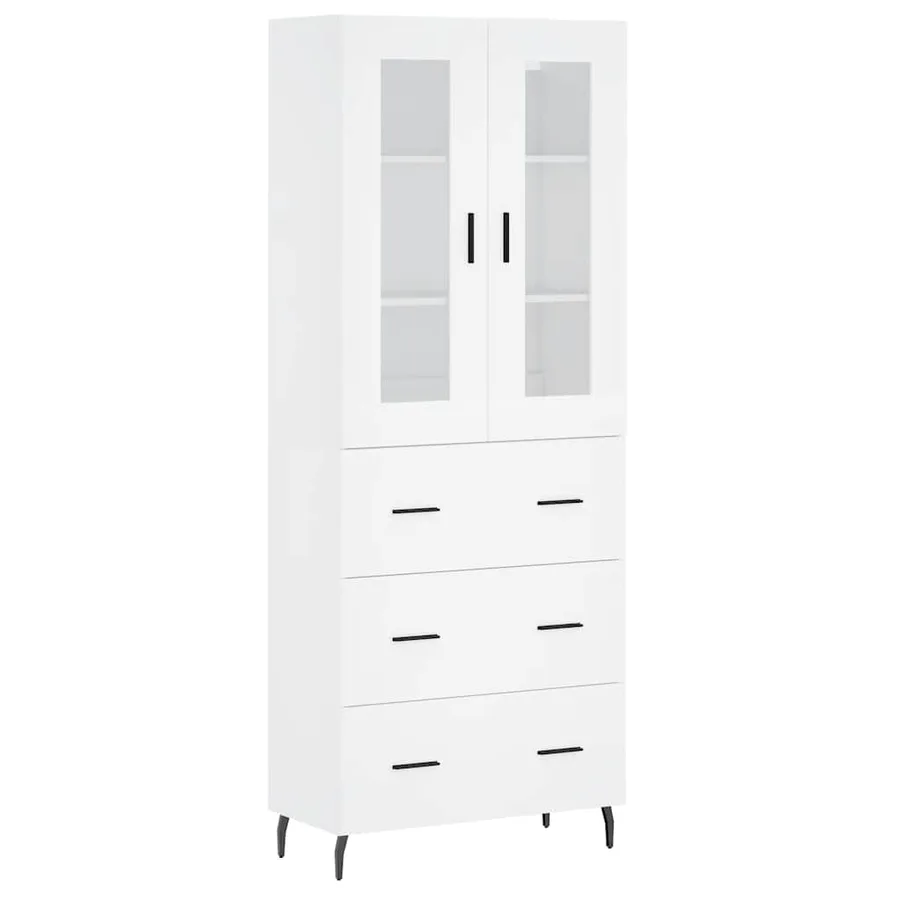 Buffet haut Blanc 69,5x34x180 cm Bois d'ingénierie - 2