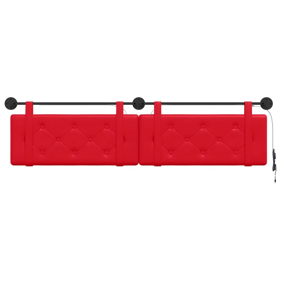 Tête de lit suspendue Avec lumière LED Rouge Simili cuir - 6