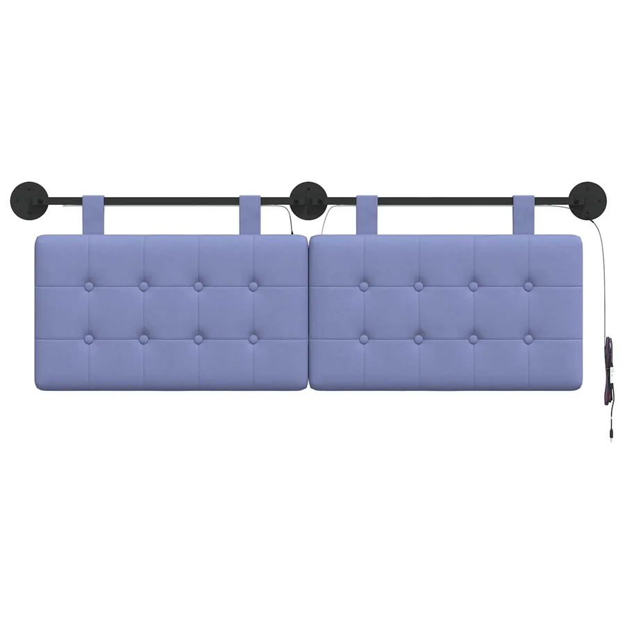 Tête de lit suspendue Avec lumière LED Bleu denim Tissu - 6