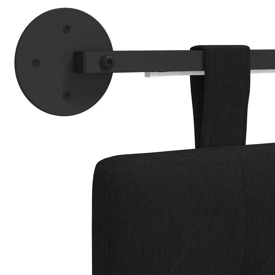 Tête de lit suspendue Avec lumière LED Noir Tissu - 10