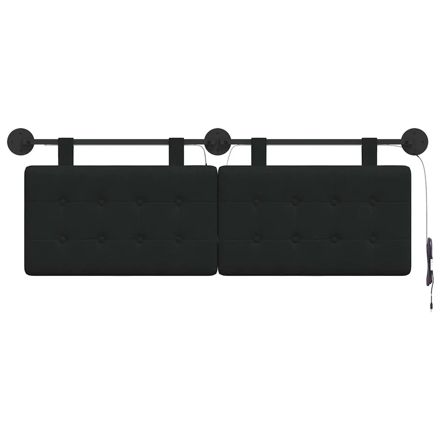 Tête de lit suspendue Avec lumière LED Noir Tissu - 6