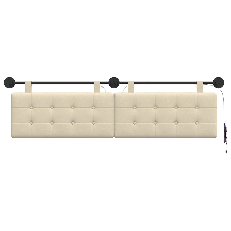 Tête de lit suspendue Avec lumière LED Crème Tissu - 6