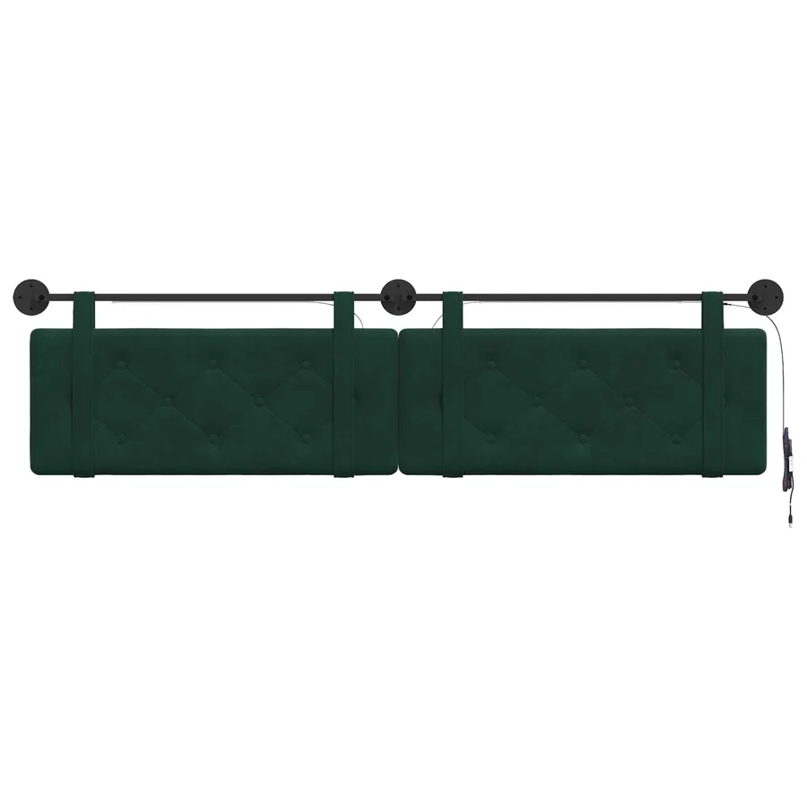 Tête de lit suspendue Avec lumière LED Vert foncé Velours - 6