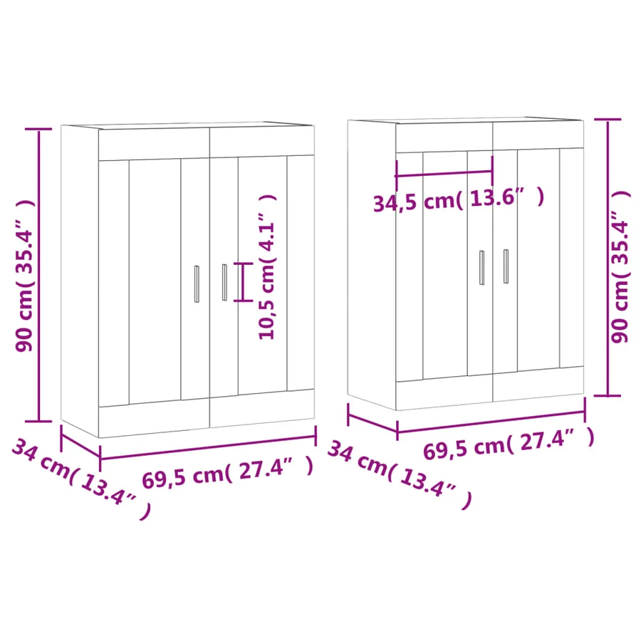 Armoires murales 2 pcs blanc bois d'ingénierie - 12