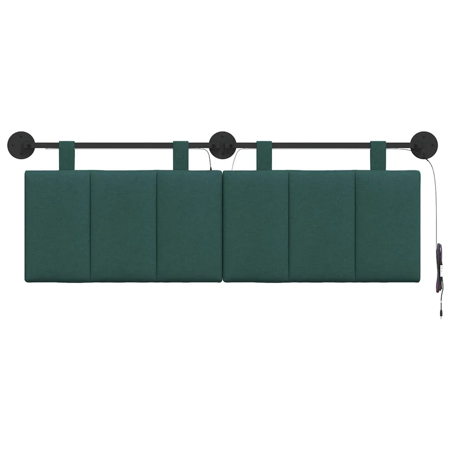 Tête de lit suspendue Avec lumière LED Vert foncé Tissu - 6