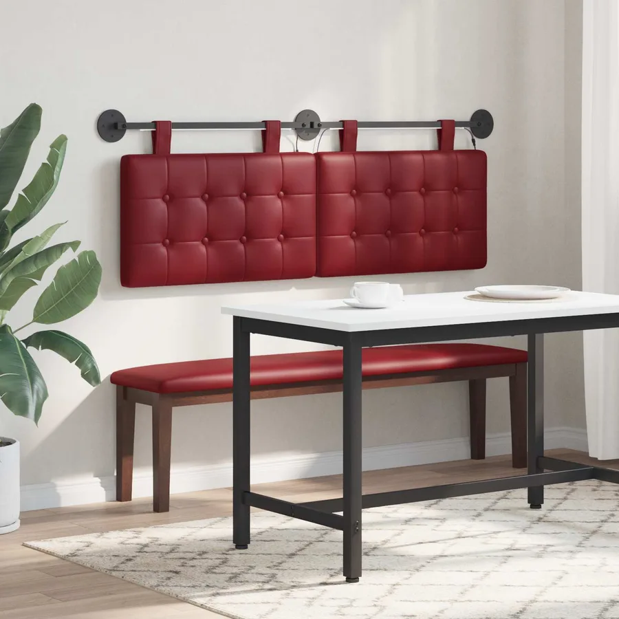 Tête de lit suspendue Avec lumière LED Bordeaux Simili cuir - 4