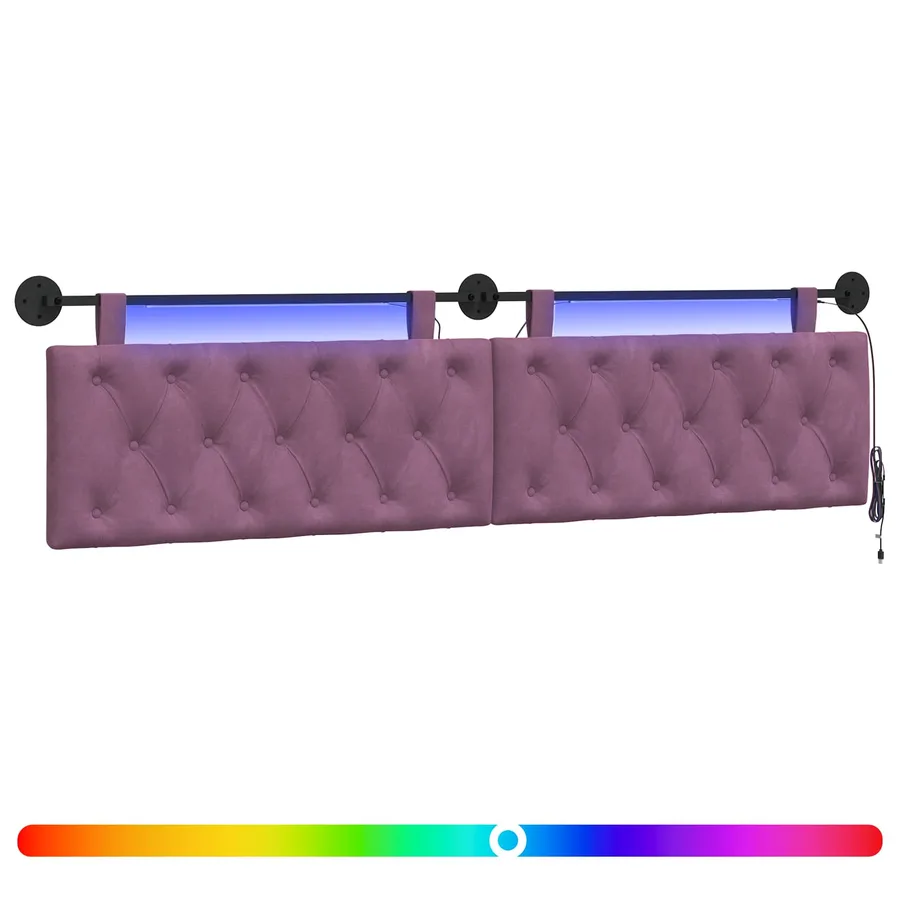 Tête de lit suspendue Avec lumière LED Pourpre Velours - 2