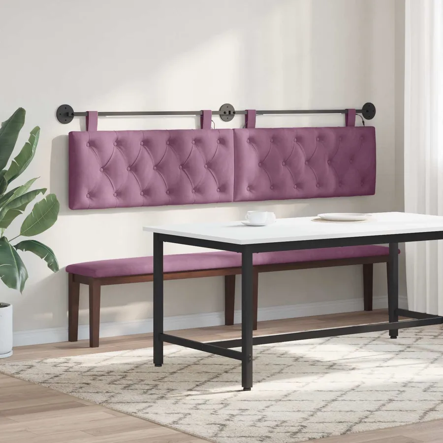 Tête de lit suspendue Avec lumière LED Pourpre Velours - 4
