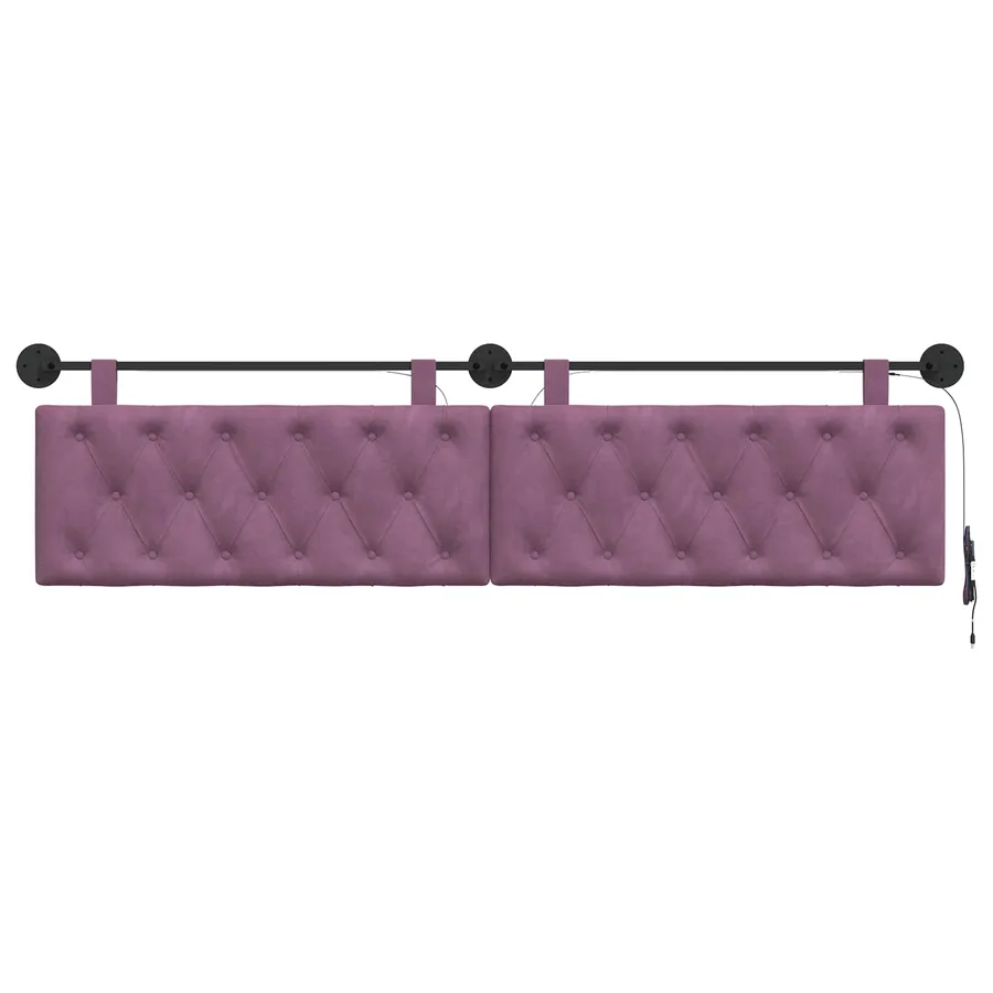 Tête de lit suspendue Avec lumière LED Pourpre Velours - 6