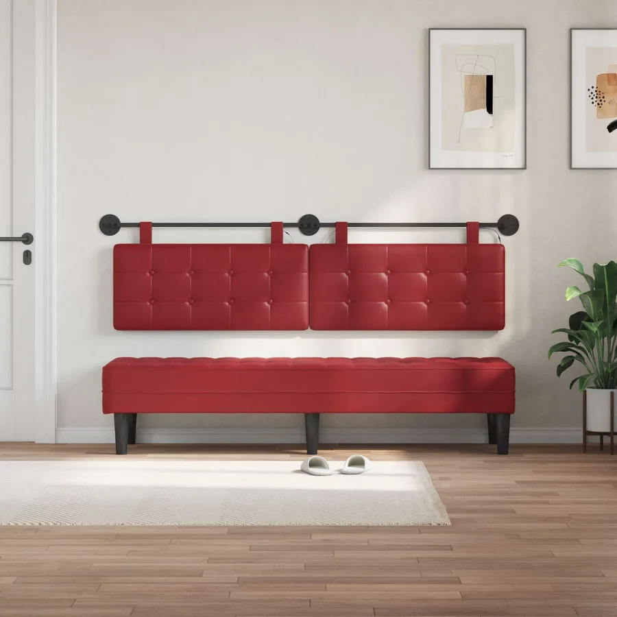Tête de lit suspendue Avec lumière LED Bordeaux Simili cuir - 3