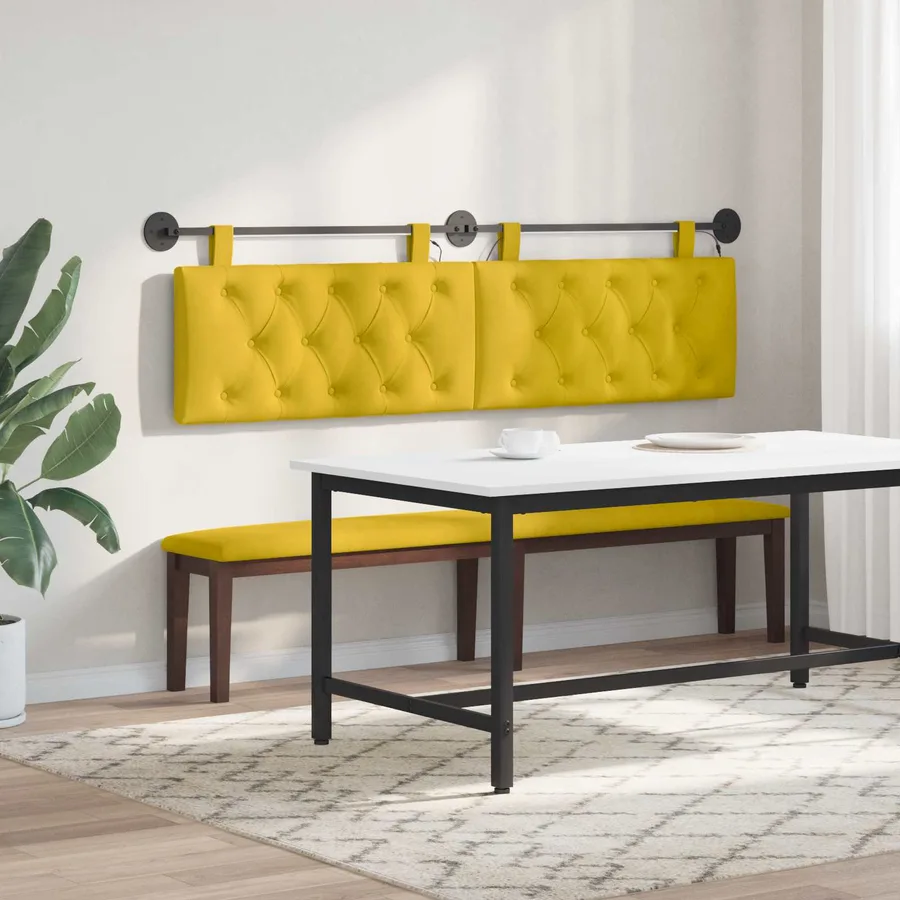 Tête de lit suspendue Avec lumière LED Jaune Velours - 4