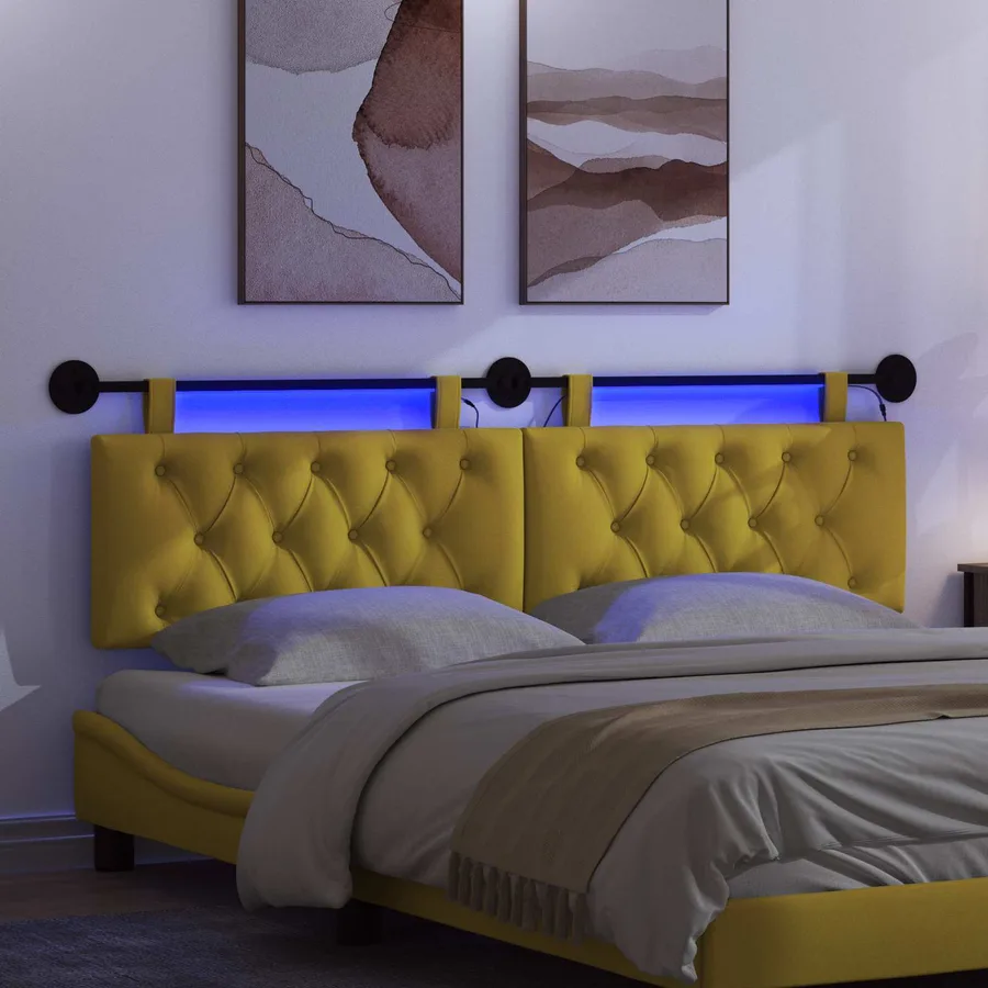 Tête de lit suspendue Avec lumière LED Jaune Velours - 5