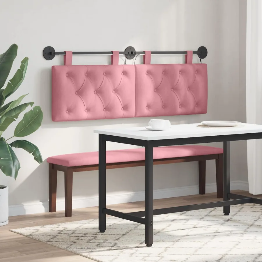 Tête de lit suspendue Avec lumière LED Rose Velours - 4