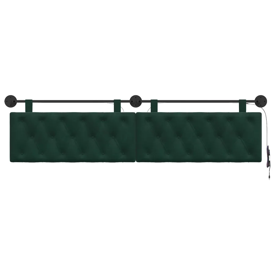 Tête de lit suspendue Avec lumière LED Vert foncé Velours - 6
