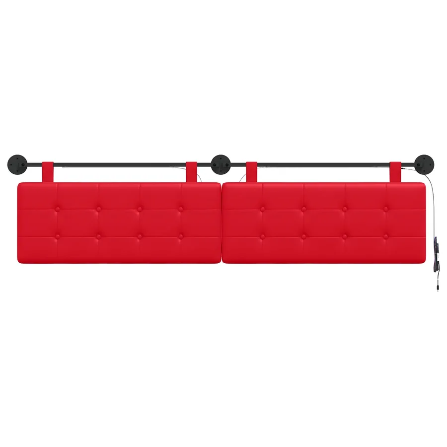 Tête de lit suspendue Avec lumière LED Rouge Simili cuir - 6