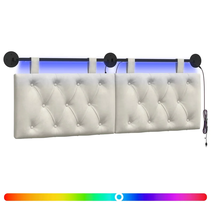 Tête de lit suspendue Avec lumière LED Crème Velours - 2