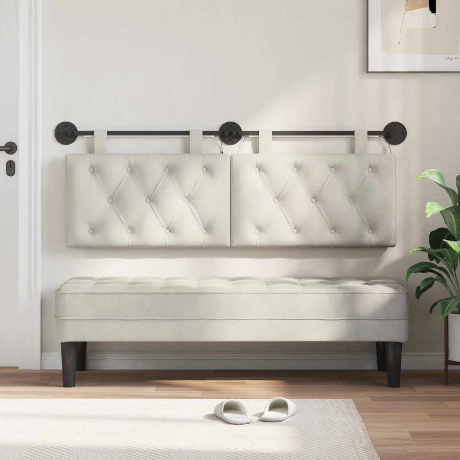 Tête de lit suspendue Avec lumière LED Crème Velours - 3