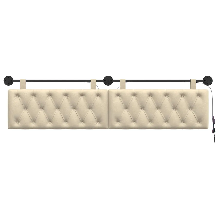 Tête de lit suspendue Avec lumière LED Crème Tissu - 6