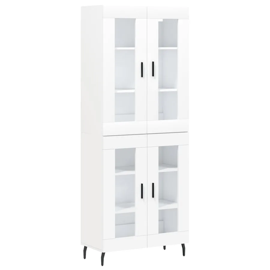 Buffet haut Blanc 69,5x34x180 cm Bois d'ingénierie - 2