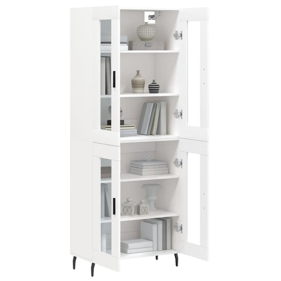 Buffet haut Blanc 69,5x34x180 cm Bois d'ingénierie - 3