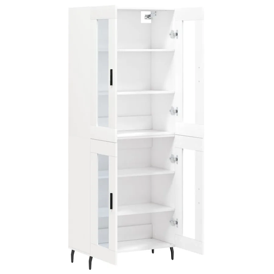 Buffet haut Blanc 69,5x34x180 cm Bois d'ingénierie - 4