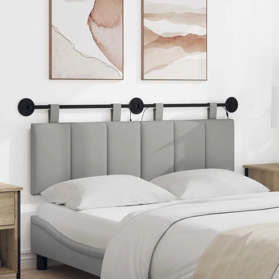 Tête de lit suspendue Avec lumière LED Gris nuage Tissu