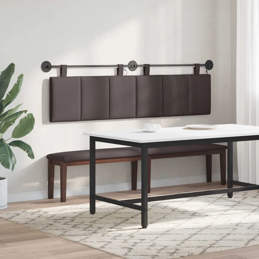 Tête de lit suspendue Avec lumière LED Marron foncé Tissu - 4